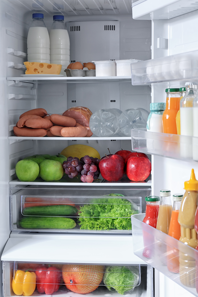 inside of fridge with groceries